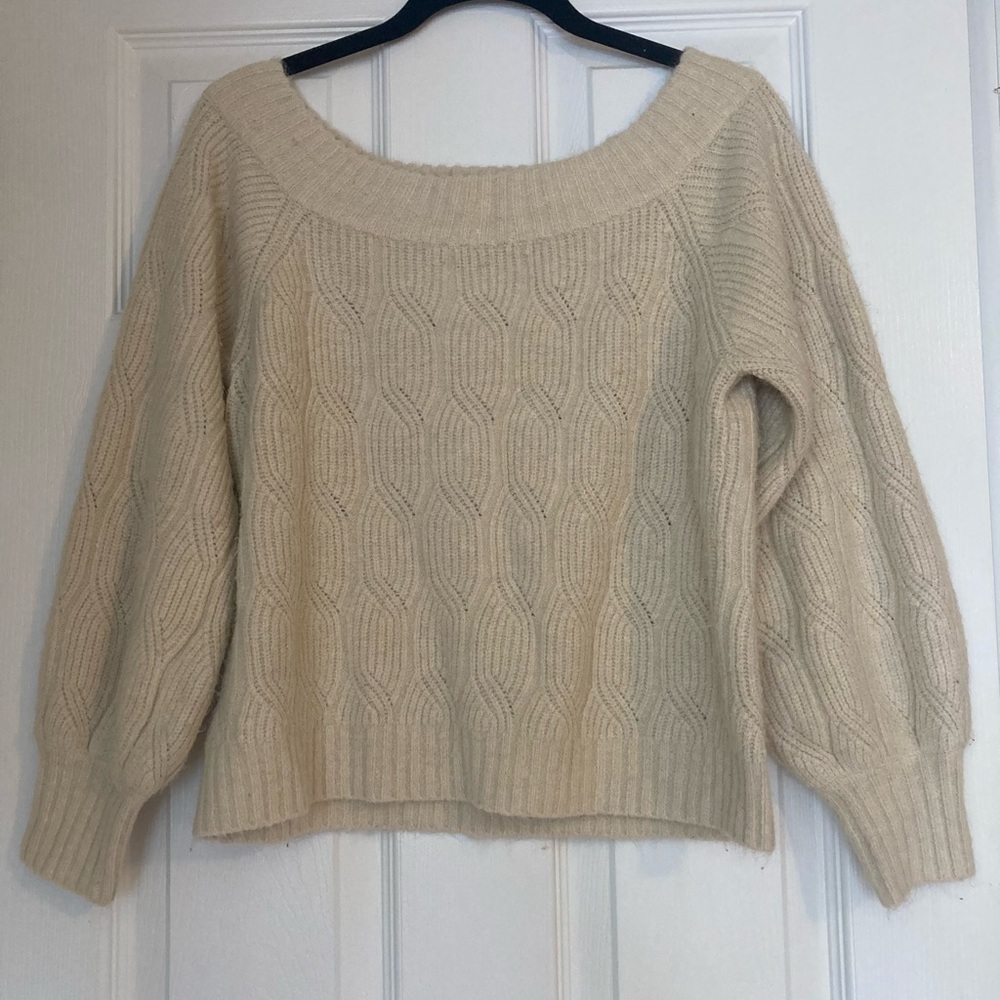 Lulus off the shoulder, off-white sweater.